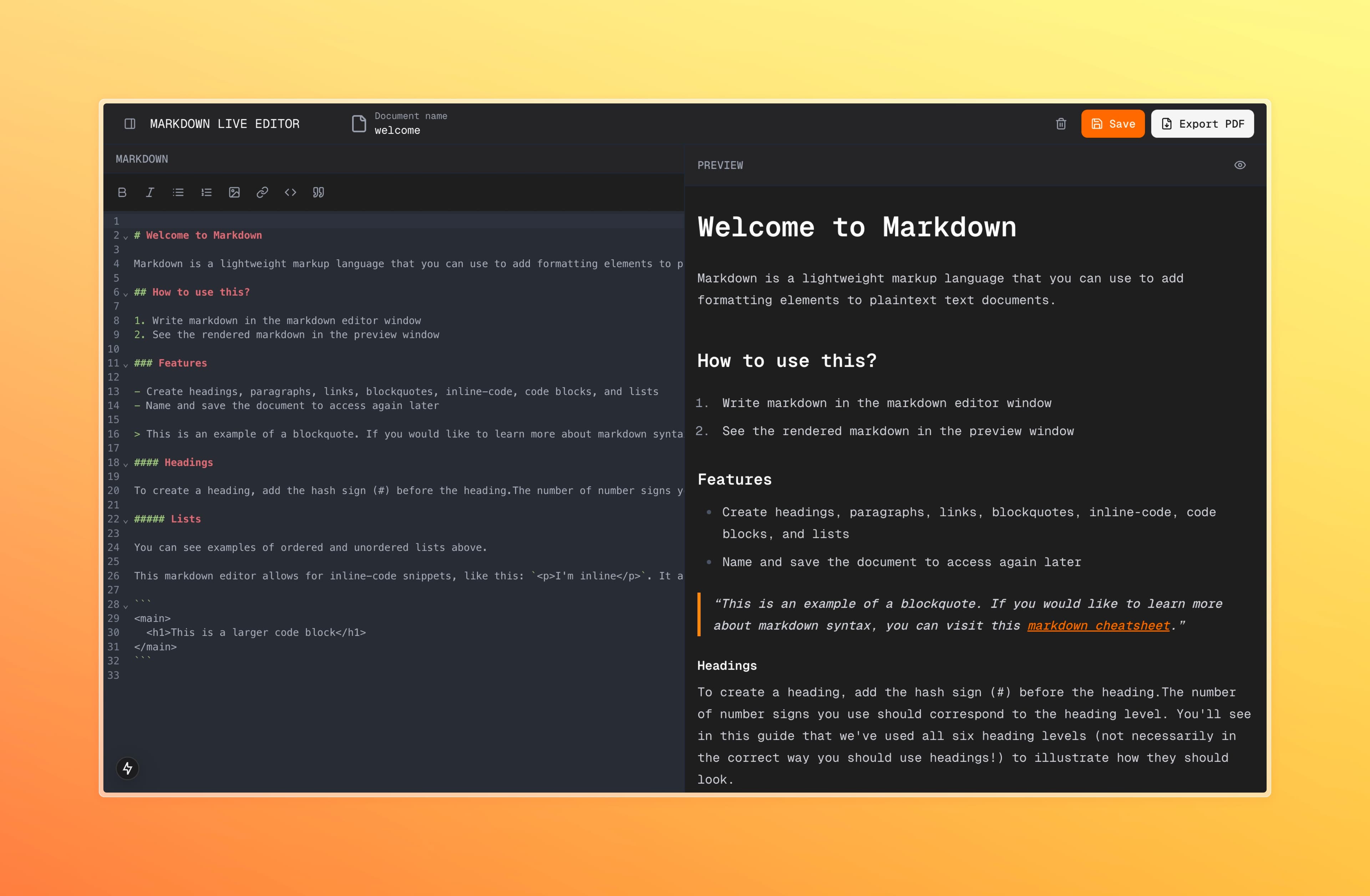 Markdown editor