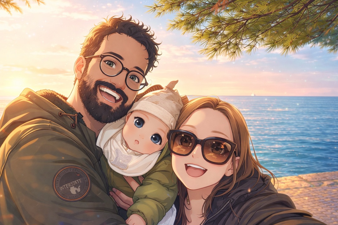 Marko with his family by the sea