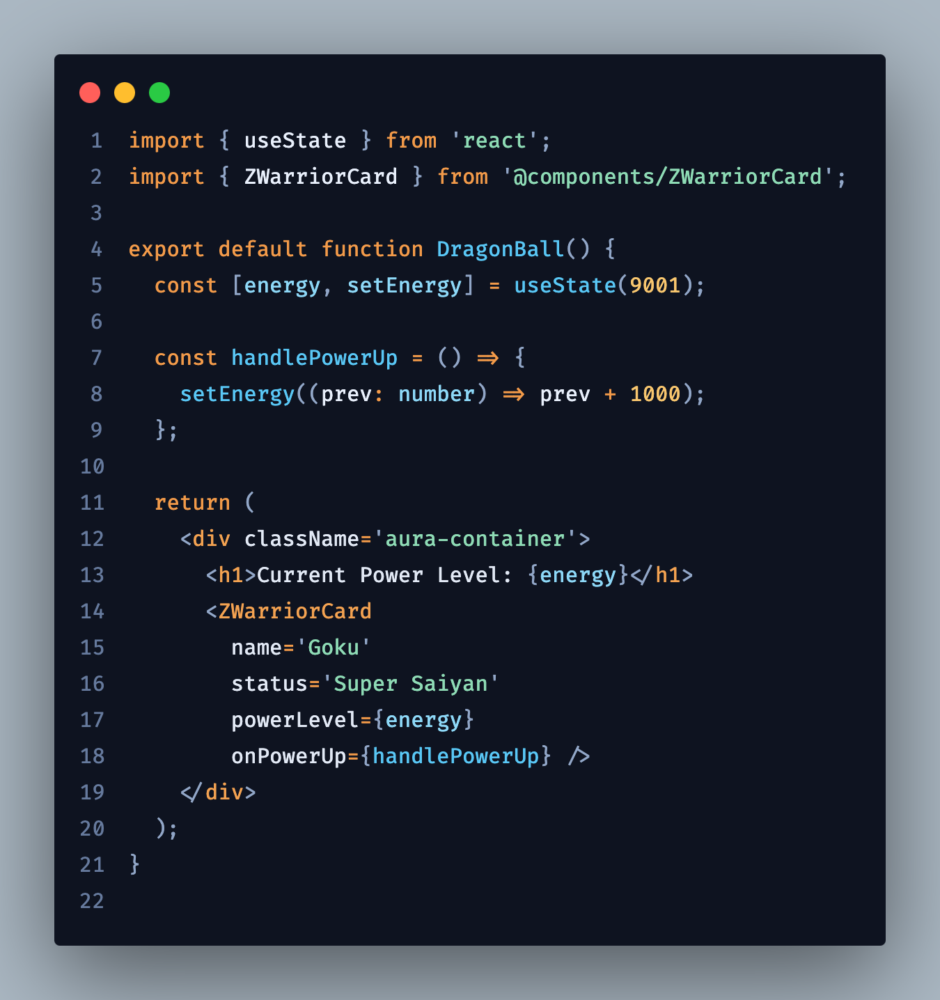 Dragon Ball theme showing TypeScript syntax in VS Code